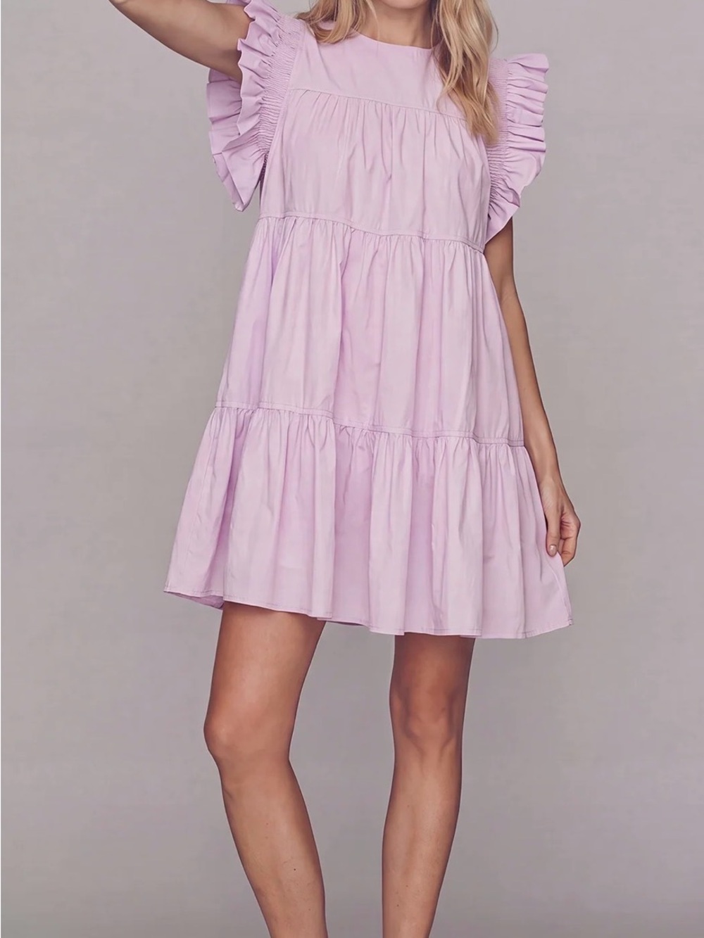 Heyson Lavender Ruffle Tiered Mini Dress